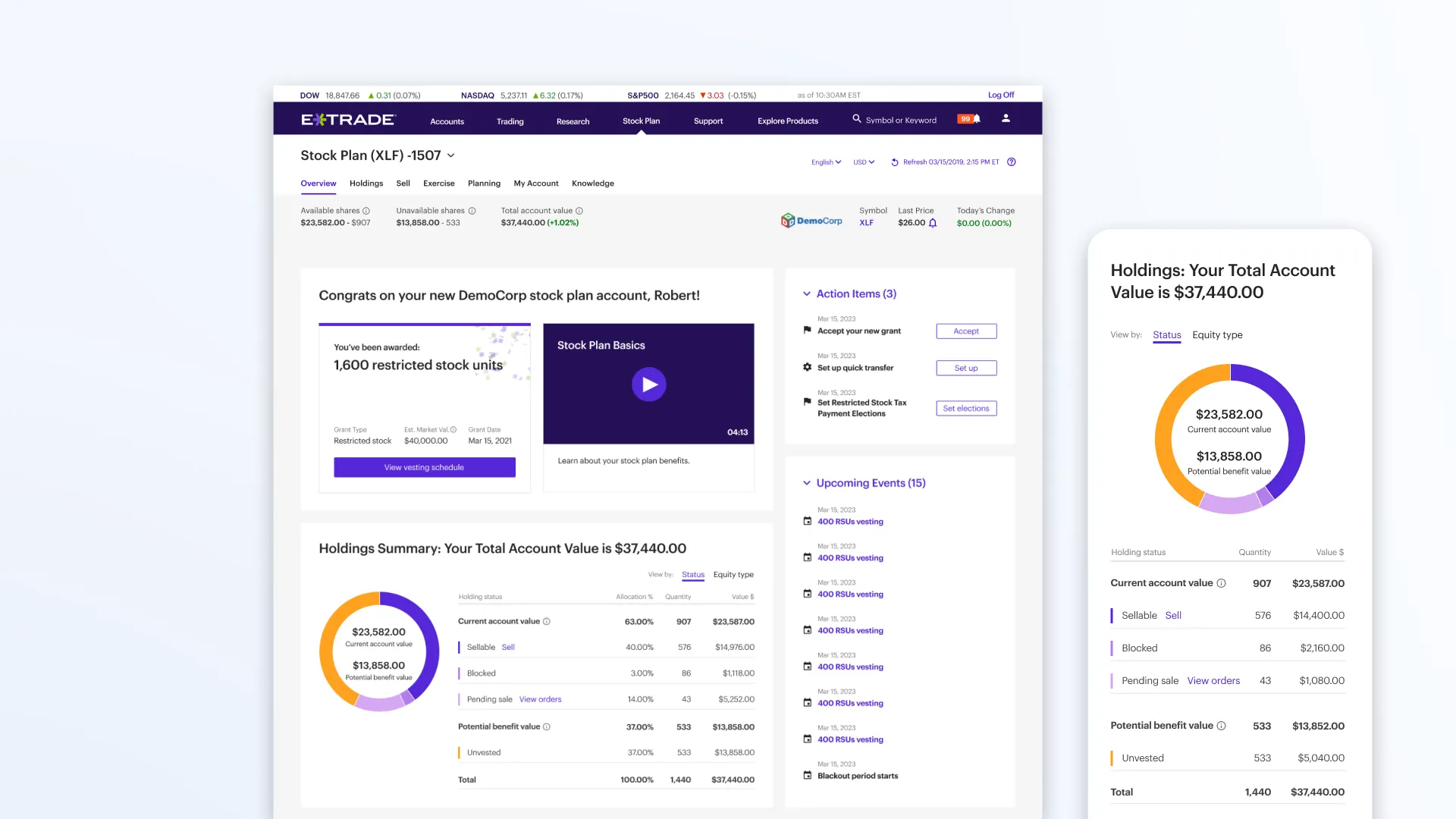 Stock Plan Preview page