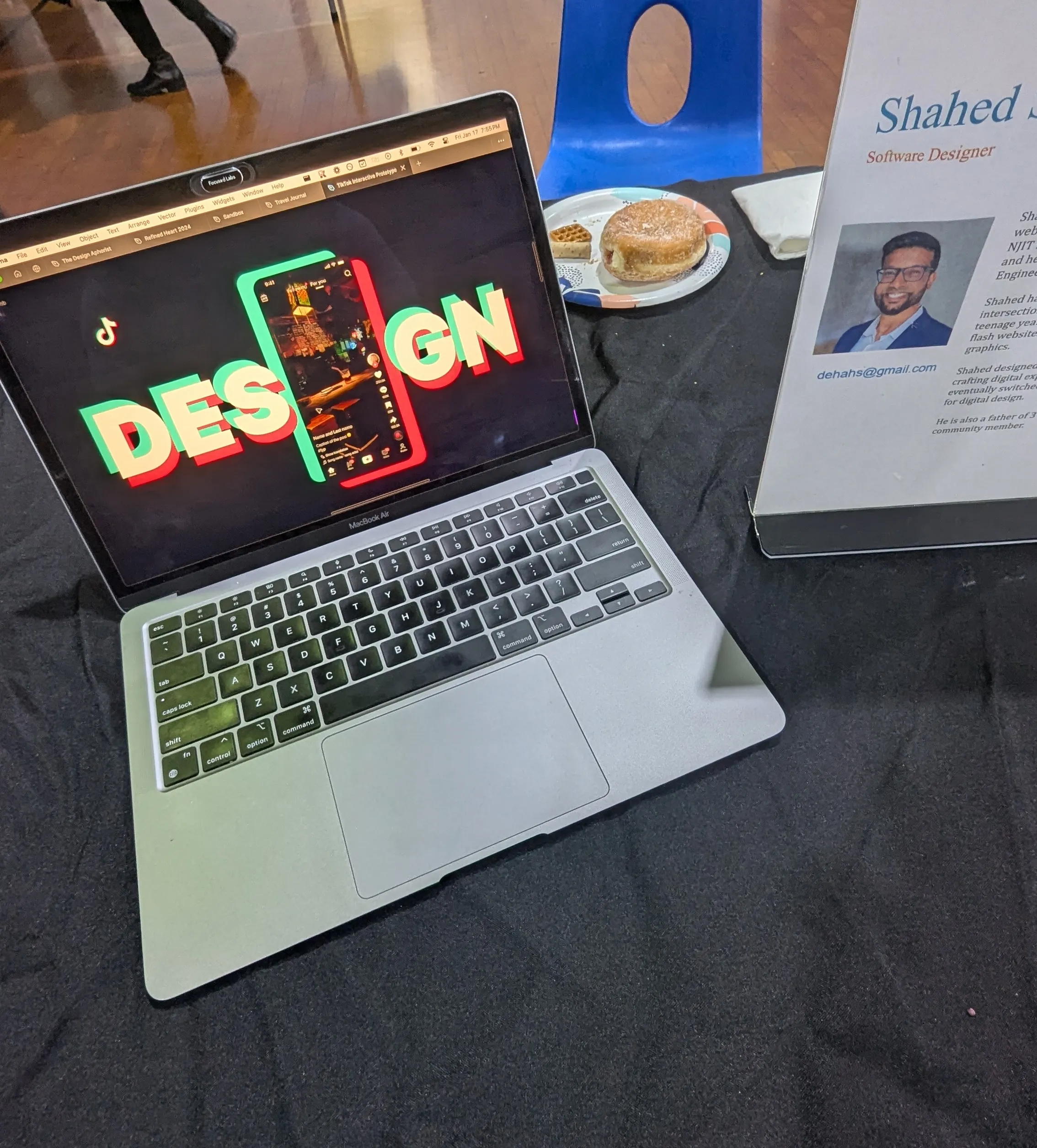 Shahed's design table at career fair.